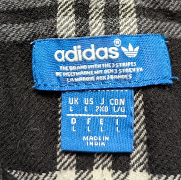 Adidas Women's Button down black & white plaid long sleeve 100% cotton - Picture 5 of 9